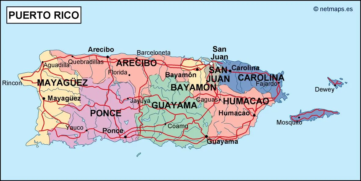 cable combinación Ciudad Menda puerto rico mapa politico en Illustrator | Netmaps. Mapas de España y del  mundo